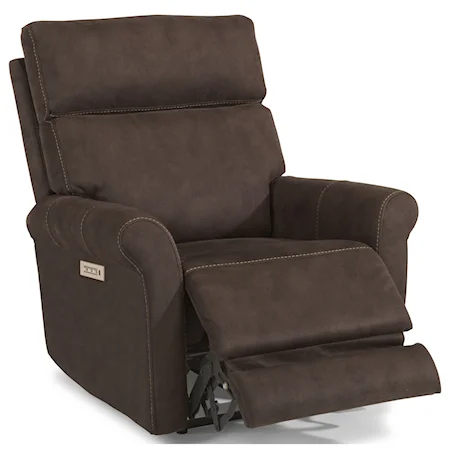 Contemporary Power Recliner with Power Headrest and Lumbar